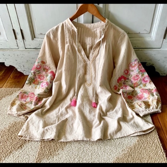 CLEARANCE/LAST ONE🎉LA ISLA BONITA Bohemian Floral Top - Picture 4 of 6